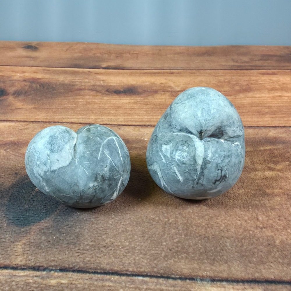 Stone Sculpture Set Home Decor OS Gray Good Marble Heart Egg